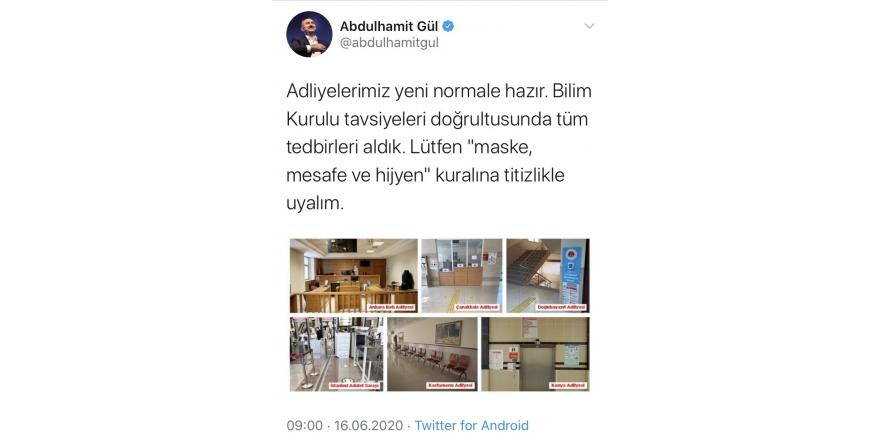 Bakan Gül: “Adliyelerimiz yeni normale hazır”