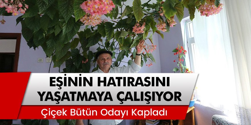 Osman Filiz eşinin hatırasını yaşatmak için çiçeğe bakarak sevgisini yaşatmaya çalışıyor