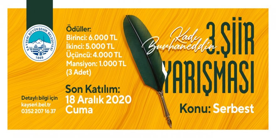 Kayseri Büyükşehir Belediyesi'nden anlamlı şiir yarışması