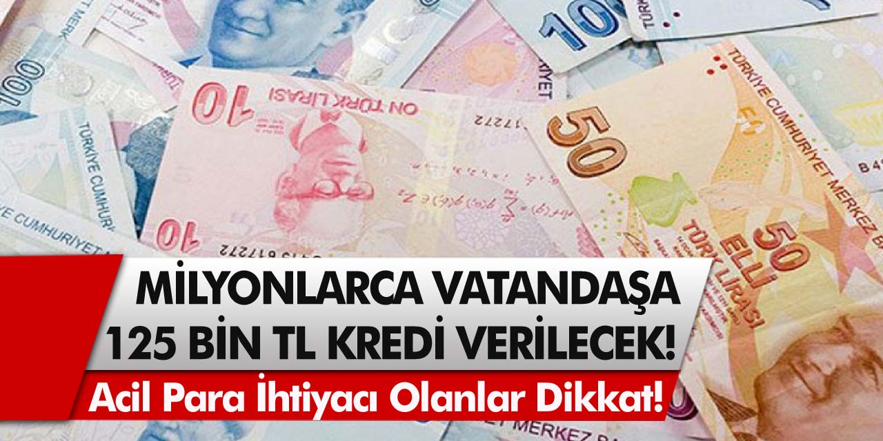 Acil para ihtiyacı olanlar dikkat! Milyonlarca vatandaşa 125 Bin TL kredi verilecek…