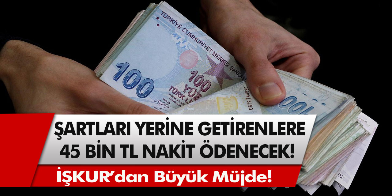 İŞKUR’dan müjde! Gerekli şartları yerine getirenlere tam 45 bin TL nakit ödeme…