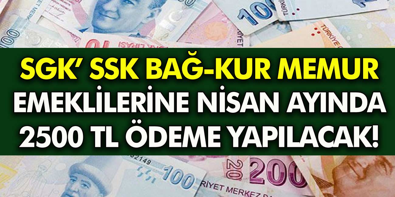 SSK BAĞ-KUR ve memur emeklisine Nisan ayında karşılıksız 2500 TL ödeme yapılacak! Az önce onay verildi!