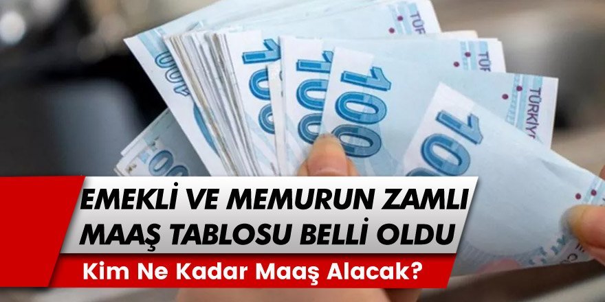 Memur ve Emekli Zamları Açıklandı: Yeni zamlı Maaşlar Belli Oldu! İşte Memur ve Emekli Maaşlarının Güncel Tablosu!